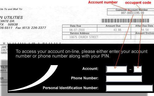 Sample Bill and Login Screen